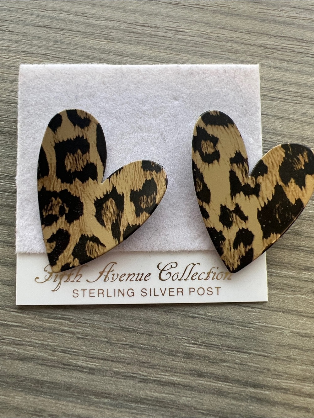 Leopard Heart Stud Earrings - Sterling Silver Post